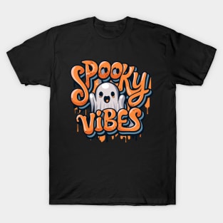 Cute Halloween Ghost Graffiti Spooky Vibes T-Shirt
